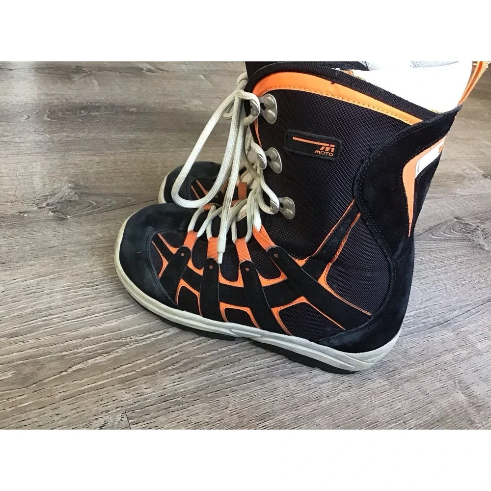 Burton Moto Men's Snowboard Boots USA Size 8.5 Gray Orange Lace Up